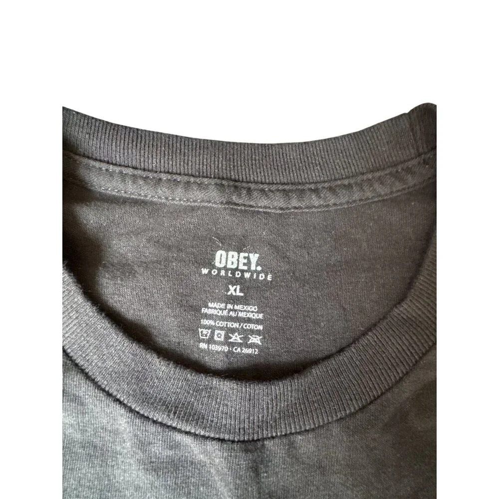 $8 WHEN BUNDLED Obey Men's Size XL 3 Face Collage Short Sleeve Black T-Shirt - Picture 7 of 9